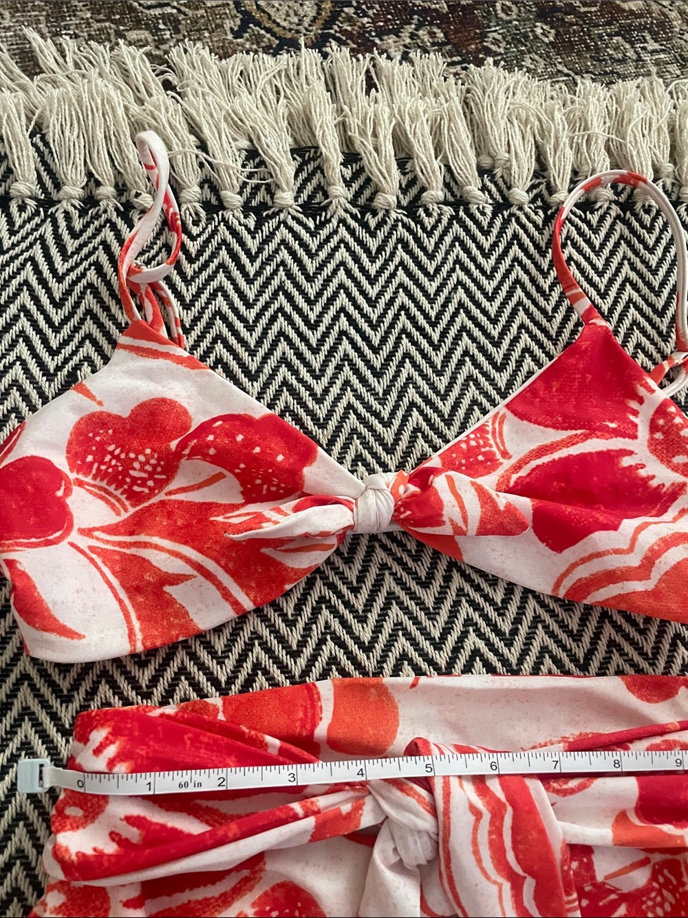 Mara Hoffman Coral Floral Bikini Set in White and Coral - Picture 4 of 7